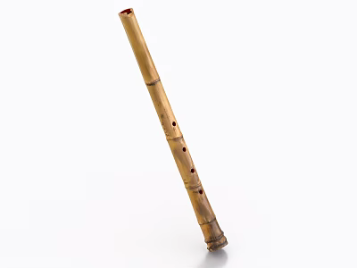 Traditional Bamboo Flute Musical Instrument Handmade with Natural Wood Craft for Music Enthusiasts 3d model
