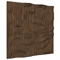 Wall Panel In Brown Wood With Intricate 3D Textured Surface Design