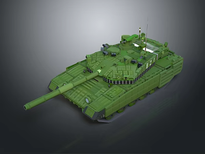 Green Military Tank 3D Model with Modern Turret Cannon and Tracks 3d model