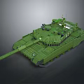 Green Military Tank 3D Model with Modern Turret Cannon and Tracks