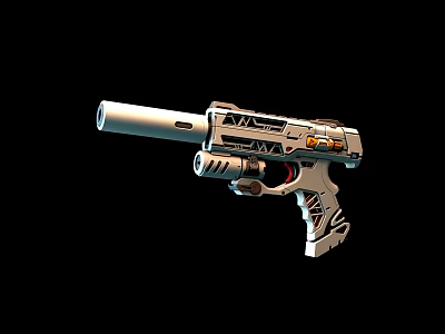 Futuristic Sci Fi Weapon Pistol With Metallic Body Detailed Barrel Grip And Illuminated Accents 3d model