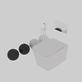 Modern White Toilet With Bidet Sprayer Flush Control Panel And Decorative Balls