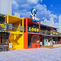 Vibrant Commercial Street With KFC Restaurant Colorful Buildings And Outdoor Seating