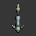 Animated Blue Creature Character With Yellow Markings Pointed Ears And Striped Tail 3D Model Figure