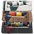 Modern Multi Seater Sofa With Colorful Pillows And Soft Throws In Various Tones 3d model