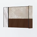 Modern Minimalist Bedroom Accent Wall With Marble Texture Floral Pattern And Wooden Panel