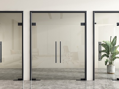 glass double door office door glass door glass single door shop glass door office door glass door 3d model