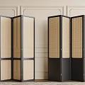 Middle Ancient Silent Screen Rattan Screen Rattan Hollow Screen Rattan Partition Foldable Screen Ancient Rattan Screen 3d model