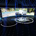 Commercial Equipment For Car Display Stage With Blue Lighting And Large Screen