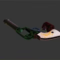 Decorative Vintage Pistol with Black Body Intricate Golden Accents and White Grip