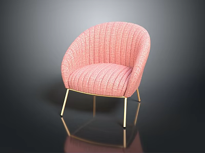 Cozy Pink Knitted Chair With Gold Metal Legs And Comfortable Design 3d model