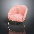 Cozy Pink Knitted Chair With Gold Metal Legs And Comfortable Design