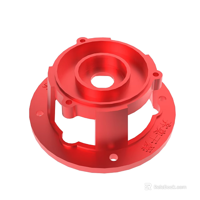 Red Circular Metal Mechanical Housing Component With Holes And Structure 3d model
