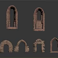 Assorted Decorative Brick Archway Structures with Diverse Shapes and Sizes 3d model