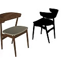 Modern Minimalist Dining Chairs With Walnut And Black Finishes And Ergonomic Backrests