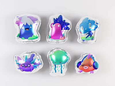 Colorful Transparent Inflatable Toys With Multiple Cute Cartoon Character Designs 3d model