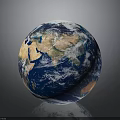 Detailed Earth Globe With Blue Oceans Brown Continents And Reflective Surface