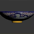 Decorative Ceramic Sink With Colorful Floral Geometric Patterns And Blue Rim