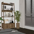 Bookshelf Flower Rack Shelf Cabinet 3d model
