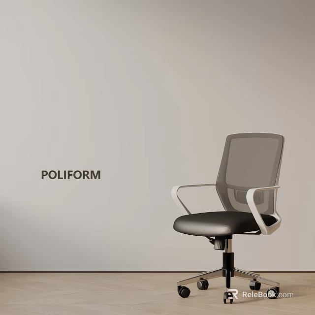 POLIFORM Modern Office Chair With Mesh Back White Armrests And Black Seat 3d model 