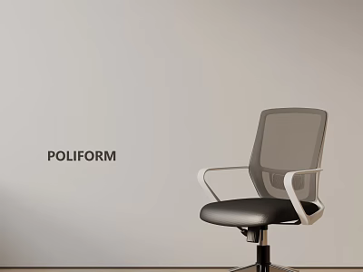 POLIFORM Modern Office Chair With Mesh Back White Armrests And Black Seat 3d model