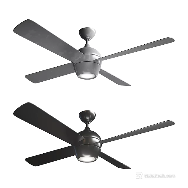 Modern Ceiling Fan with Light and Elegant Blades for Home Cooling 3d model 