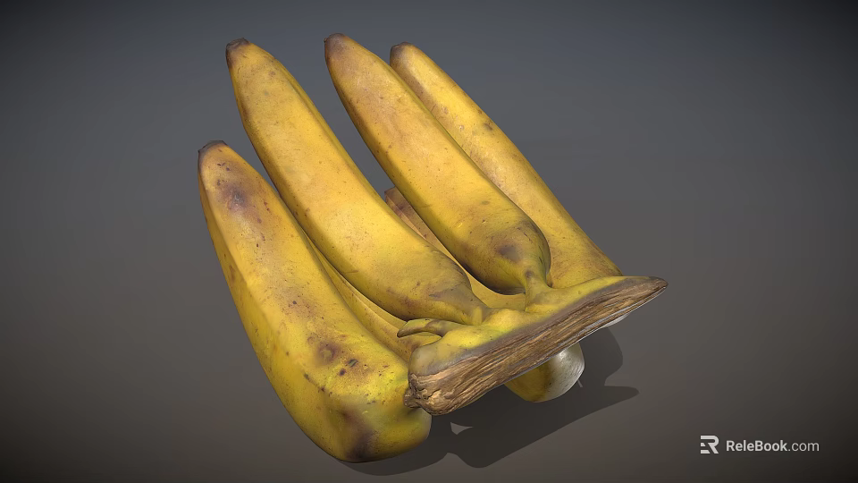 Bunch of Ripe Yellow Bananas Fresh Healthy Tropical Food Item 3d model 