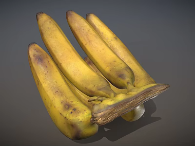 Bunch of Ripe Yellow Bananas Fresh Healthy Tropical Food Item 3d model