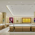Modern Jewelry Store Interior Design With Glass Display Cases Golden Counters And Bright Lighting