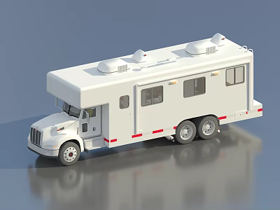 White Mobile RV Vehicle With Windows And Roof Equipment Design 3d model