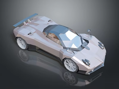 Unique Angular Concept Sports Car With Transparent Roof And Rear Spoiler 3d model