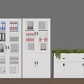 White Office Storage Cabinets With Glass Doors Files And Plant Top Cabinet On Wooden Floor