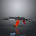 Modern Assault Rifle With Metal Barrel Orange Stock And Red Grip