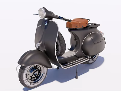 Vintage Black Motorcycle With Brown Leather Seat And Classic Chrome Wheels Design 3d model