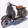 Vintage Black Motorcycle With Brown Leather Seat And Classic Chrome Wheels Design