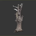 Natural Wood And Stone Decorative Sculpture With Twisted Roots And Rough Texture