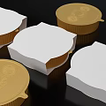 Golden And White Round Patterned Decorative Ornament Set With Intricate Lid Design