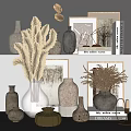 Stylish Decorative Ornament Set With Vases Dried Flowers Frames Books And Geometric Decor