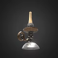 Decorative Metal Candle Holder With Lit Candle And Ornate Base Design