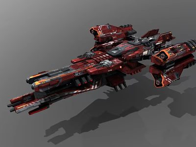 Futuristic Red and Black Sci Fi Spacecraft Concept With Detailed Aerospace Design 3d model