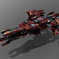 Futuristic Red and Black Sci Fi Spacecraft Concept With Detailed Aerospace Design