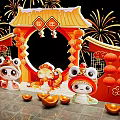 New Chinese Style Meichen Guochao Year of the Snake Spring Festival Meichen Lantern Festival New Year Festival Meichen New Year Atmosphere Net Celebrity Punch-in Spring Festival Red Lantern Decoration Year of the Snake New Year Punch-in Device 3d model