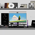 Modern Computer Desk Setup With Monitor Keyboard Mouse RGB Lights And Desktop Background
