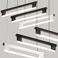 Modern Linear Chandeliers Hanging with Black and White Frames and Sleek Illuminated Strips
