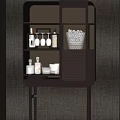 Modern Elegant Wine Cabinet With Glass Door Wine Bottles Lighting Wooden Walls And Marble Floor