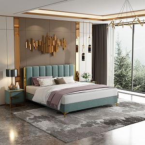 Light Luxury Background Double Bed 3d model