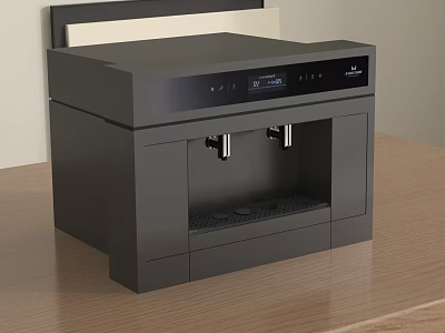Sleek Black Modern Household Appliance With Digital Display Water Taps And Cabinet Design On Countertop 3d model