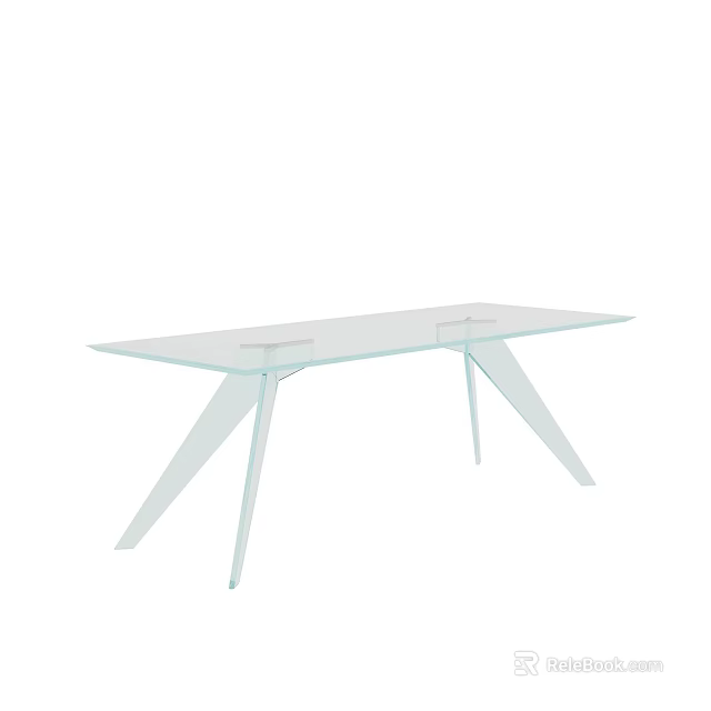 Minimalist Modern Glass Top Dining Table With Unique Sleek Legs Design 3d model 