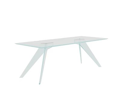 Minimalist Modern Glass Top Dining Table With Unique Sleek Legs Design 3d model