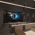 Modern Home Theater Interior With Large Screen Projector And Comfortable Seating Lighting 3d model